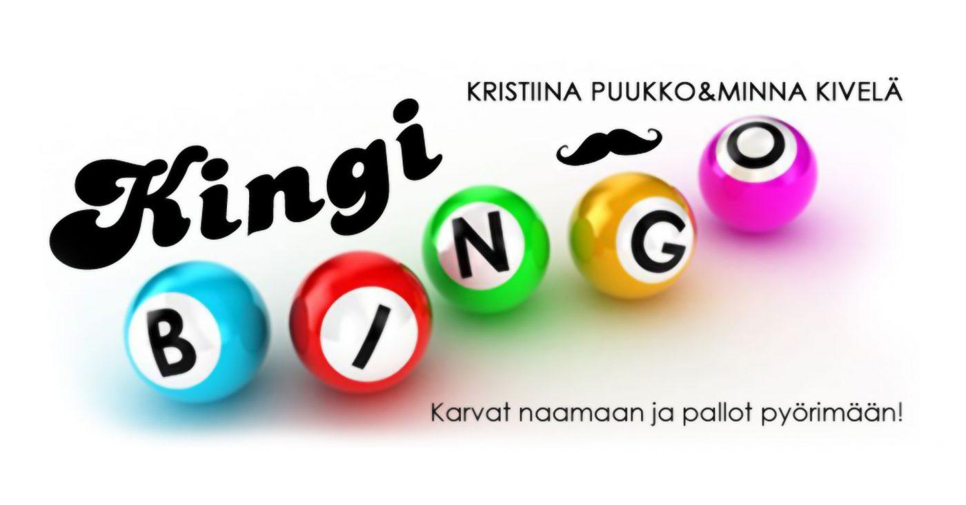Kuvassa Kingi-sana sekä värikkäitä bingopalloja rivissä.